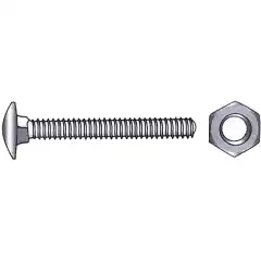 <p>L&aring;seskrue DIN 603 i syrefast st&aring;l med sopphode og firkantgrep. Leveres med mutter DIN 934.</p>
