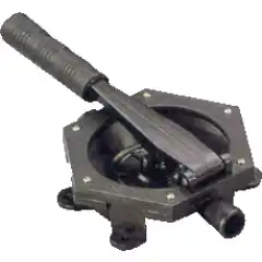 Lensepumpe med sekskantet pumpehus og fast h&aring;ndtak.