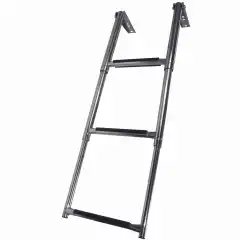 Badestige for platform i syrefast st&aring;l med tre trinn.