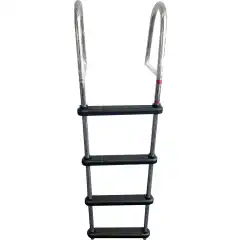 Bryggetrapp i syrefast st&aring;l med 4 sorte plasttrinn.