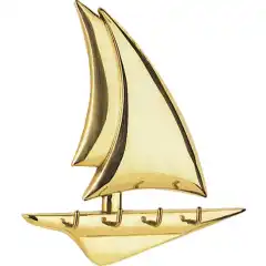 Flott knaggrekke "Skute" i messing med fire knagger.