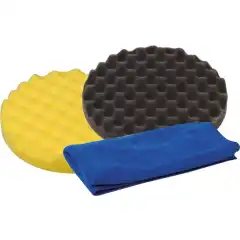 <p>Kit med 2 stk. rondeller for polering og rubbing + mikrofiberklut.</p>
