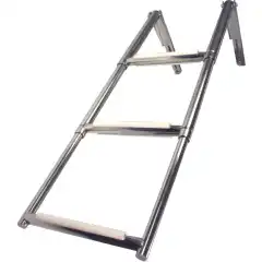 Badestige for platform i syrefast st&aring;l med tre trinn.