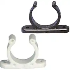 Festeklips/-klemme i hvit eller sort nylon. Perfekt for opphenging av &aring;rer og b&aring;tshaker.