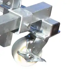 <p>Store svingbare trallehjul i hard nylon med bremser. Opptil 500 kg pr. hjul.</p>
