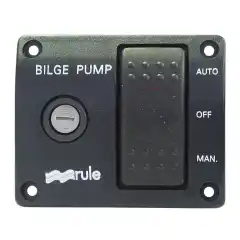 <p>Rule Automatisk lensepumpepanel med 3-veis bryter og fronttilgang til sikring.</p>
