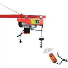 Vinsj 220V for b&aring;thus, verksted etc. Styres ved hjelp av tr&aring;dl&oslash;s fjernkontroll som har en rekkevidde opptil 100 m, med forbehold om at det ikke er signalforstyrrelser.