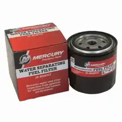 Vannutskiller filter som ofte monteres i brakett mellom tank og motor.