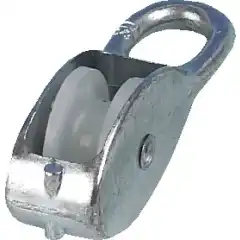 Enkel blokk i aluminium med nylonhjul.