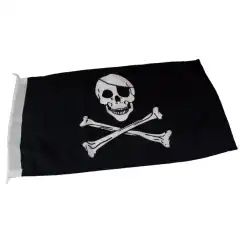 <p>Prisgunstig flagg i nylon med piratmotiv.</p>
