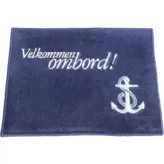 <p>Marinebl&aring; matte med hvit tekst/anker.</p>
