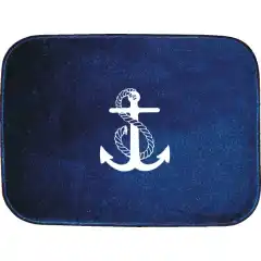 <p>Marinebl&aring; matte med hvitt anker. 61x45 cm.</p>
