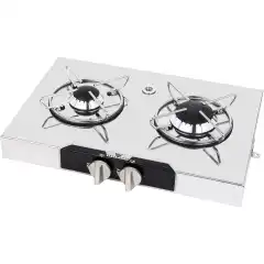 Stilren gasskoketopp i blankpolert, rustfritt st&aring;l. H&oslash;y effekt p&aring; den ene brenneren gir deg mer frihet i matlagingen p&aring; farten.