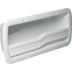 <p>&Aring;pen oppbevaringsboks/hanskerom med b&oslash;yle i hvit ASA-plast.</p>
