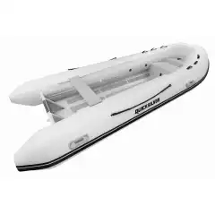 Dobbeltbunn aluminiums RIB med justerbar tofte. Hvit modell.