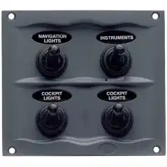 <p>Sprutsikkert bryterpanel med vippebrytere.</p>
