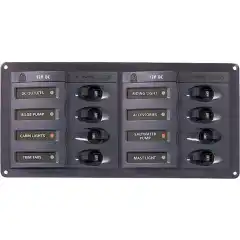 <p>12V panel med 8 brytere/sikringer.</p>
