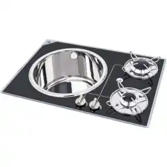 <p>Komplett pentry. Glass Hob 2 Sink har to gassbrennere og en romslig vask. Alt nedfelt i en lekker glassplate.</p>
