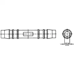 Samlestykke for slange i hvit plast.