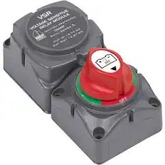 <p>Batteriladekontroll fra BEP med batterivelger og rele.</p>
