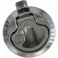 <p>Lekker rund lukel&aring;s i blankpolert syrefast st&aring;l. L&aring;sen er fj&aelig;rbelastet, og lukker automatisk.</p>
