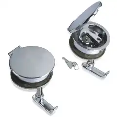 <p>Lukel&aring;s for nedfelling i forkrommet messing m/lokk. Justerbar tykkelse (min. 15 mm). Uten l&aring;s.</p>
