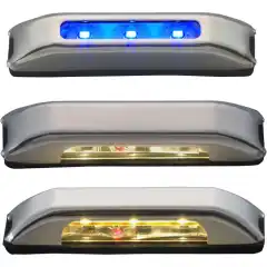 <p>Kup&egrave;lys i moderne utforming. Hus i syrefast st&aring;l og linse i polykarbonat.</p>
