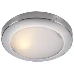 <p>Lekker lampe i syrefast st&aring;l med frostet glass.</p>
