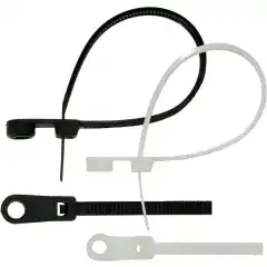 <p>Festestrips med skruehull i hvit eller sort nylon.</p>
