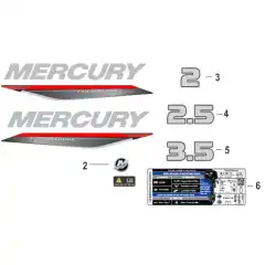 <p>Originalt dekalsett for nyere Mercury 2, 2.5 og 3.5 HK 4-takts modeller.</p>
