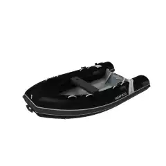 <p>Lett RIB med enkeltbunn aluskrog og tofte. Sort tube, gr&aring;tt skrog.</p>
