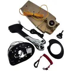 Sidemontert innfelt kontrollboks for single installasjon (1 motor). Gasshendel i krom, med trimfunksjon.<br />
 