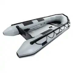 Robust rafting gummib&aring;t med oppbl&aring;sbar kj&oslash;l og aluminiumsd&oslash;rk.