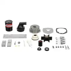 Oljefilter, bensinfiltere, girhuspakninger, tennplugger, termostat kit, impeller kit og anoder.