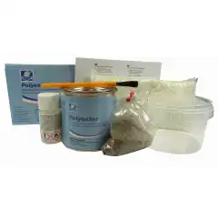 For reparasjoner over vann. For mindre reparasjoner av plastb&aring;ter.