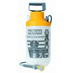 <p>En enkel, men praktisk h&aring;nddusj med et volum p&aring; 5 liter. Man pumper opp et trykk i flasken, og s&aring; er dusjen klar for bruk.</p>
