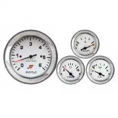 Mercury Flagship Plus Chrome instrumentsett komplett med 4 analoge instrumenter med lys.
